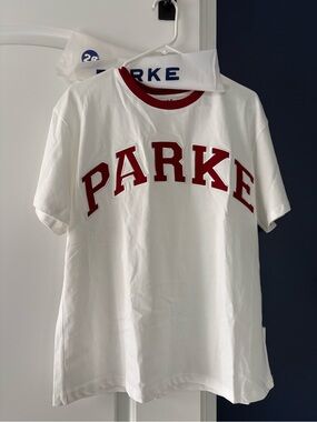 ❤️🤍 New with Bag L/XL PARKE White Tee with Red writing
